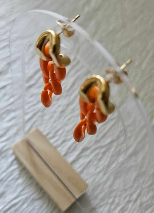 Boucles d'oreilles Chaîne Corail
